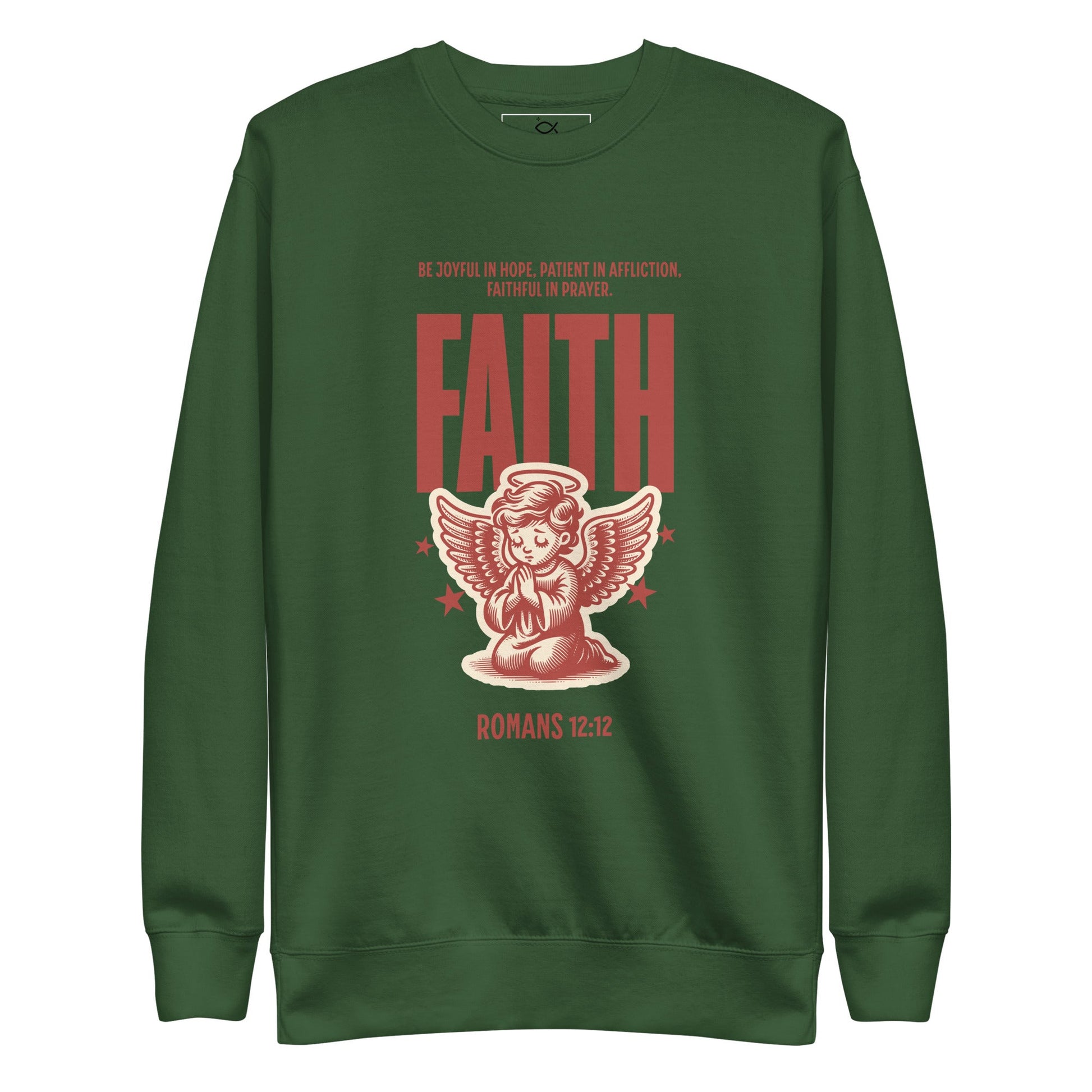 ⭐ Romans 12:12 Angel Faith Sweatshirt – Be Joyful, Patient, and Faithful | sweatshirts – GodSpeed Threads