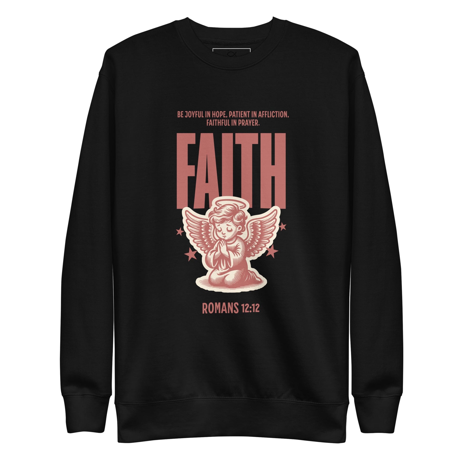 ⭐ Romans 12:12 Angel Faith Sweatshirt – Be Joyful, Patient, and Faithful | sweatshirts – GodSpeed Threads