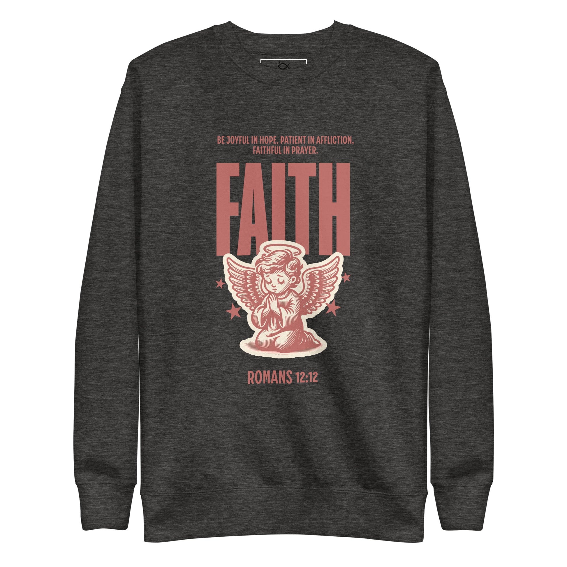 ⭐ Romans 12:12 Angel Faith Sweatshirt – Be Joyful, Patient, and Faithful | sweatshirts – GodSpeed Threads