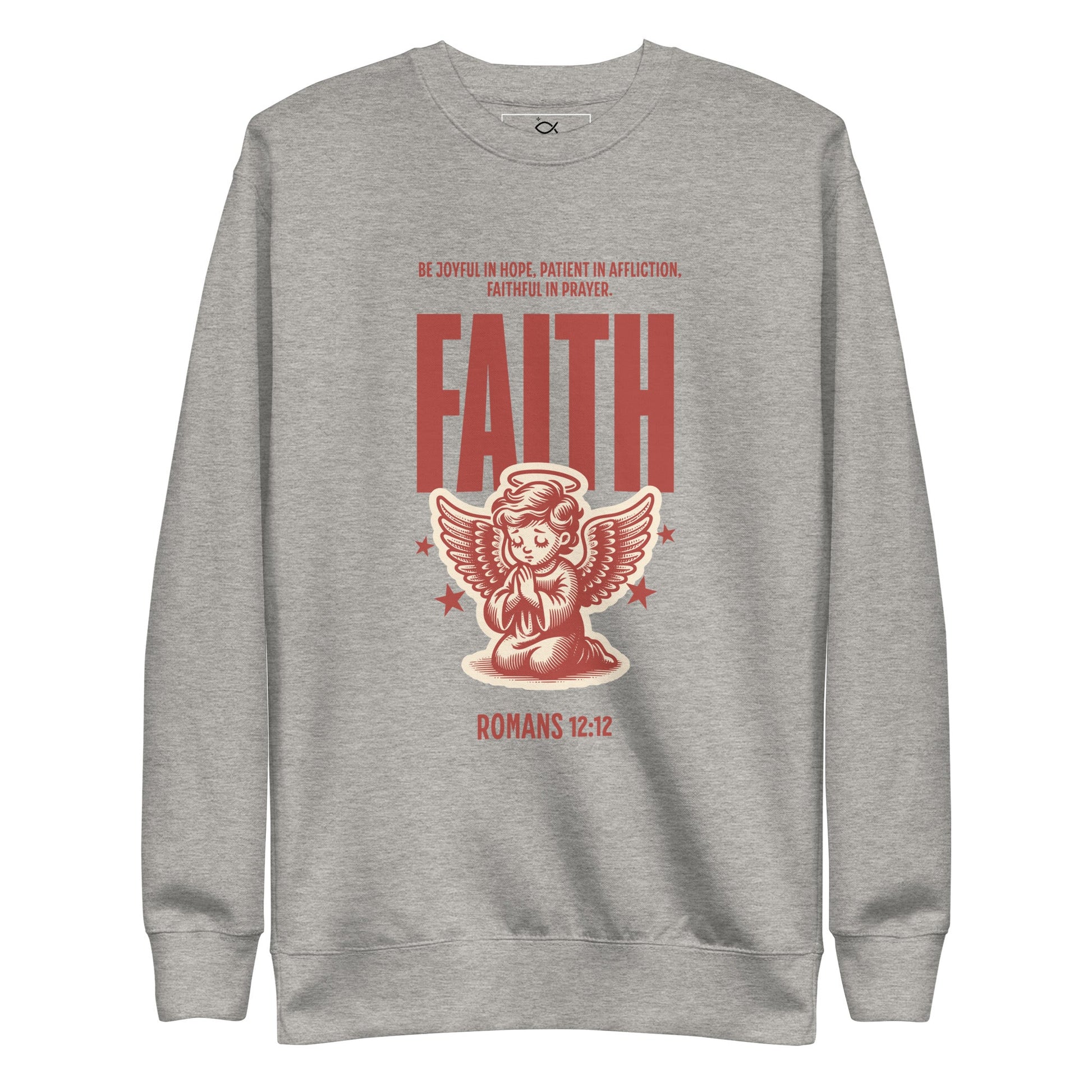 ⭐ Romans 12:12 Angel Faith Sweatshirt – Be Joyful, Patient, and Faithful | sweatshirts – GodSpeed Threads