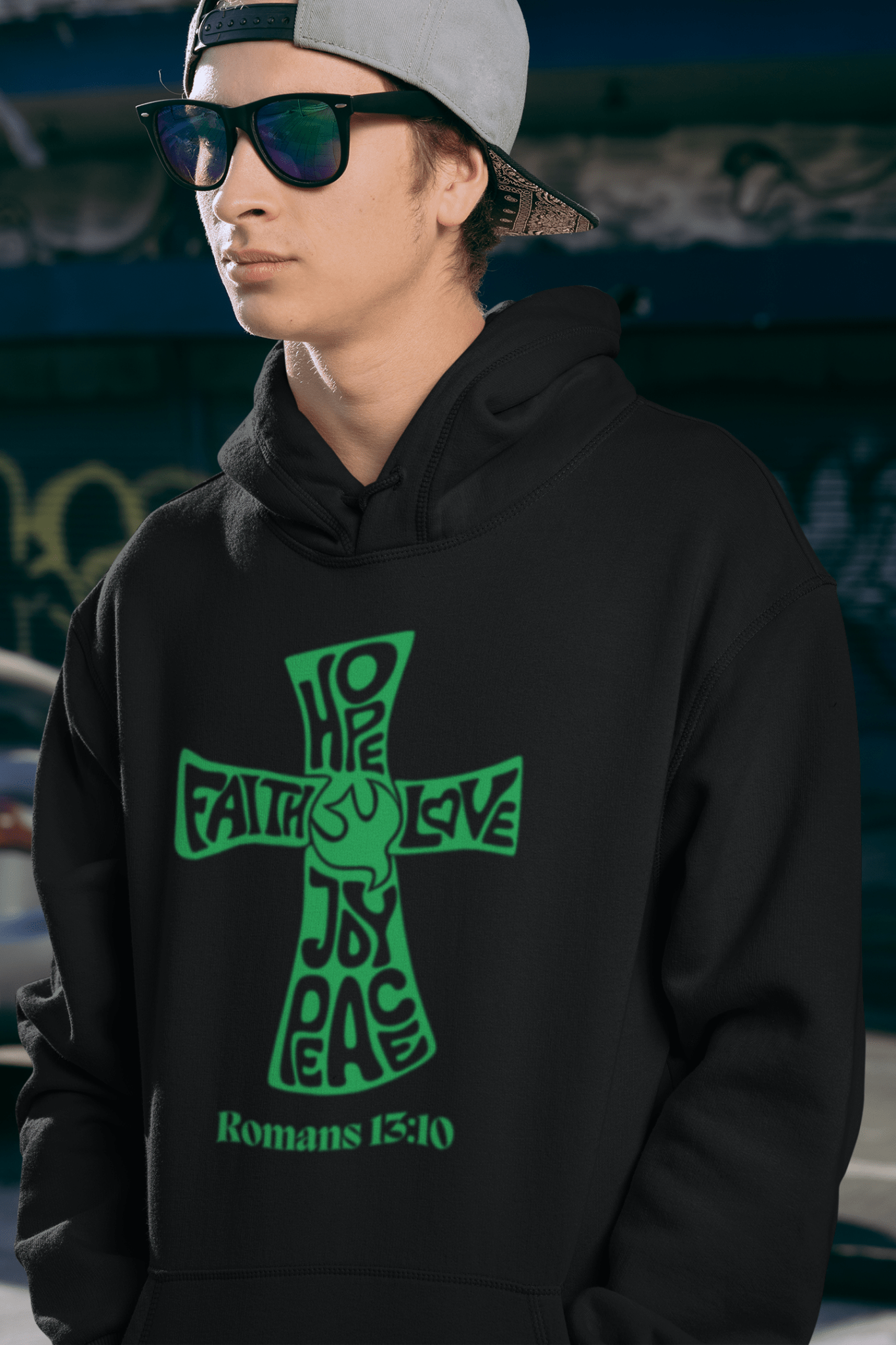 ✝ Romans 15:10 Cross Design – Unisex Hoodie | Hoodies – GodSpeed Threads