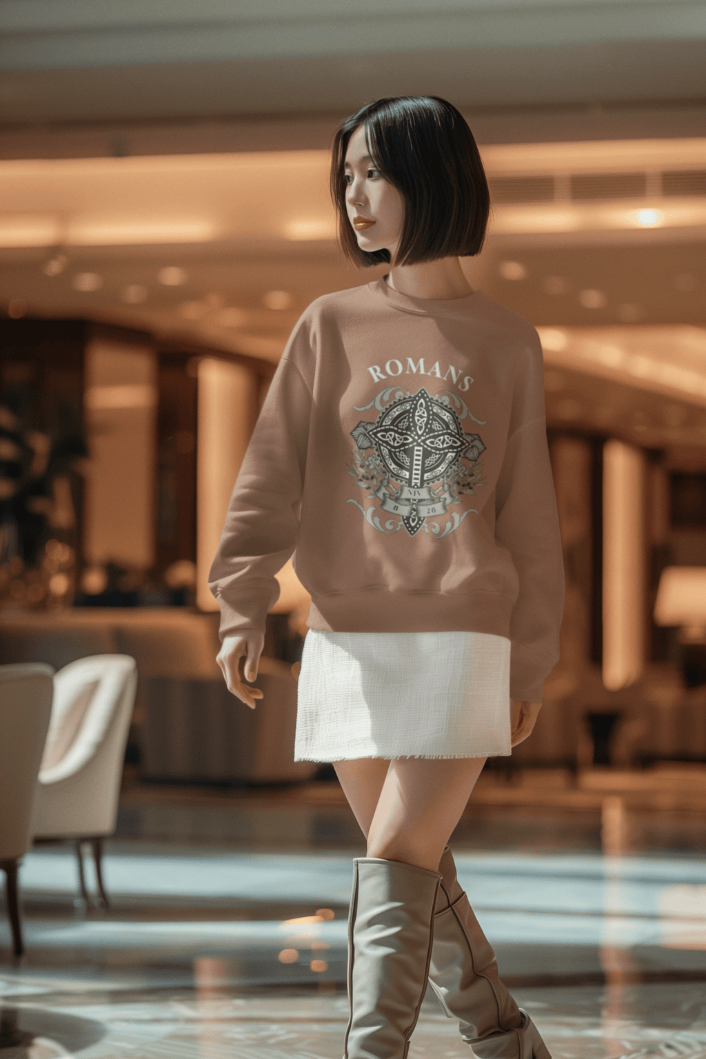 ✝️ Romans Embroidered Cross Unisex Sweatshirt – Faith & Strength Statement Sweater | sweatshirts – GodSpeed Threads