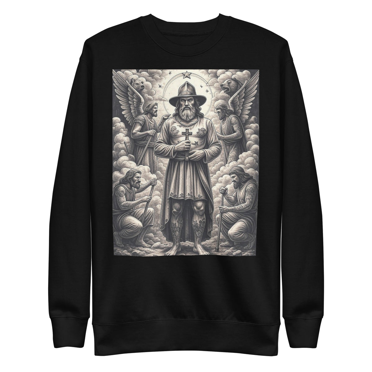 ⭐ “Saint of Salvation” Gothic Sweatshirt – Faith & Strength Artwork | sweatshirt – GodSpeed Threads
