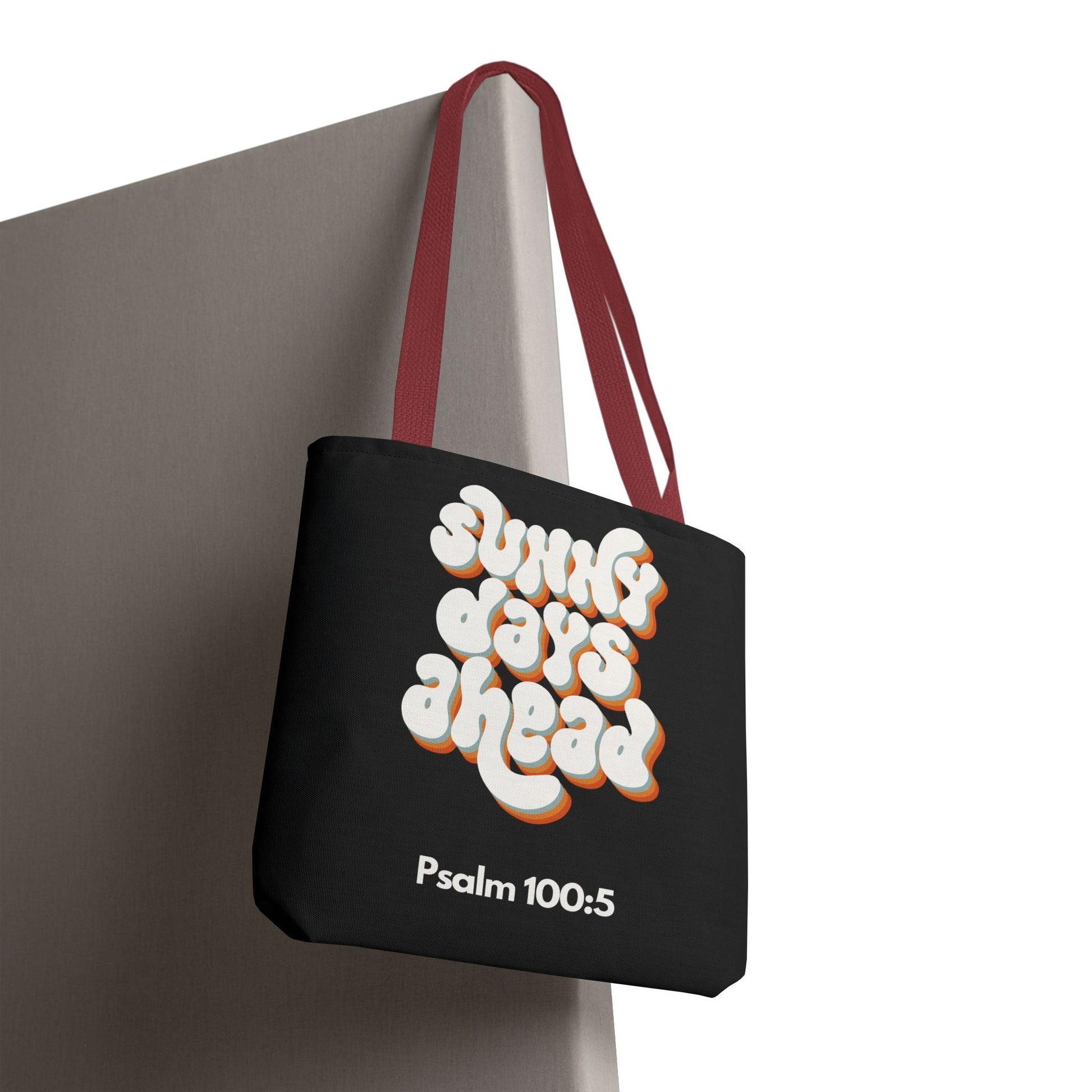 Sunny Days Ahead Tote Bag | Inspirational Tote for Everyday Use, Gift for Friends, Bible Verse Bag, Stylish Black Tote, Psalm 100:5 | Bags – GodSpeed Threads