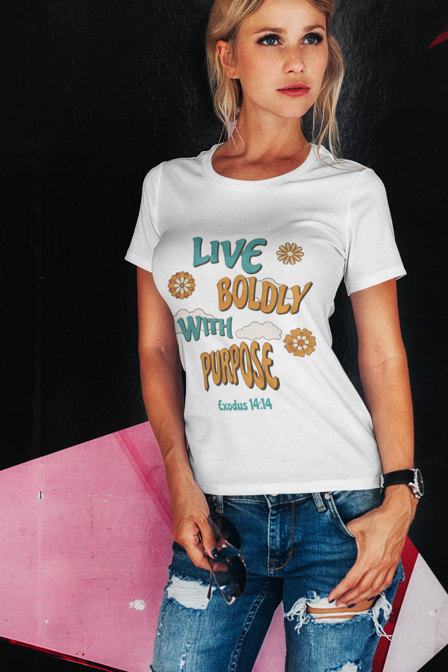 Christian Inspirational "Live Boldly With Purpose" T-Shirt - Exodus 14:14