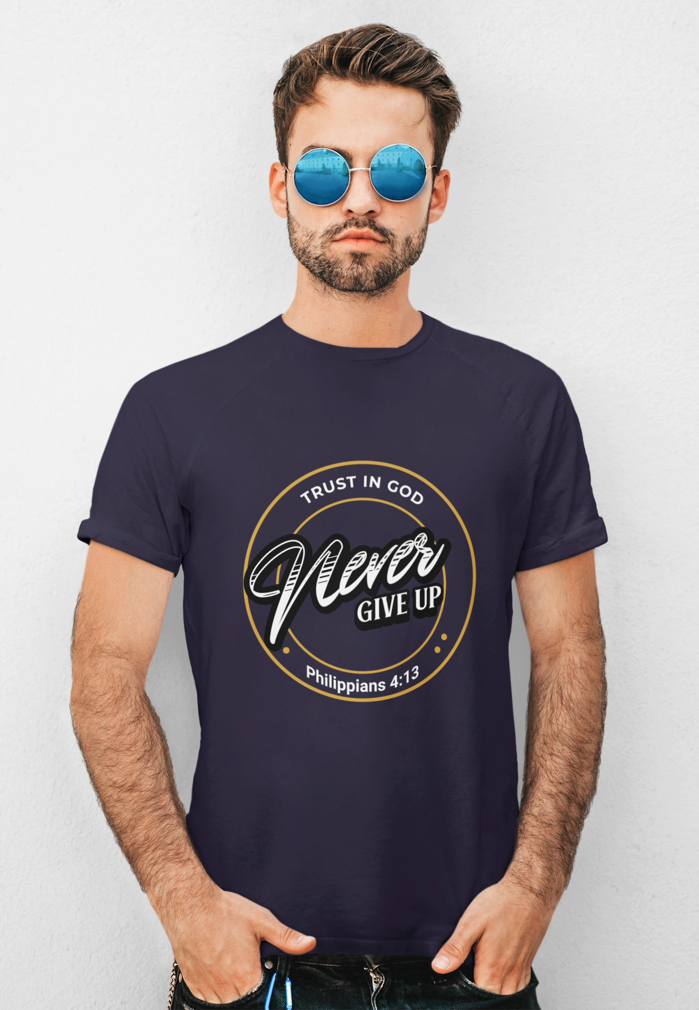 Never Give Up T-Shirt – Philippians 4:13 Trust in God