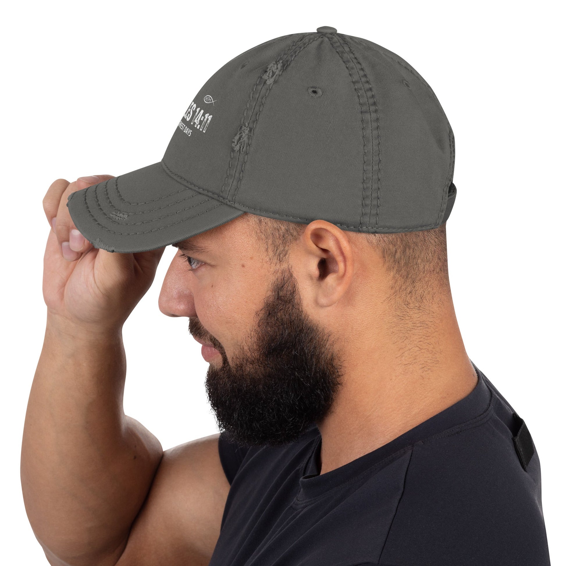🧢 Trust Chronicles 14:11 “Even on the Darkest Days” Distressed Dad Hat – Faith - Inspired Streetwear | Hats – GodSpeed Threads