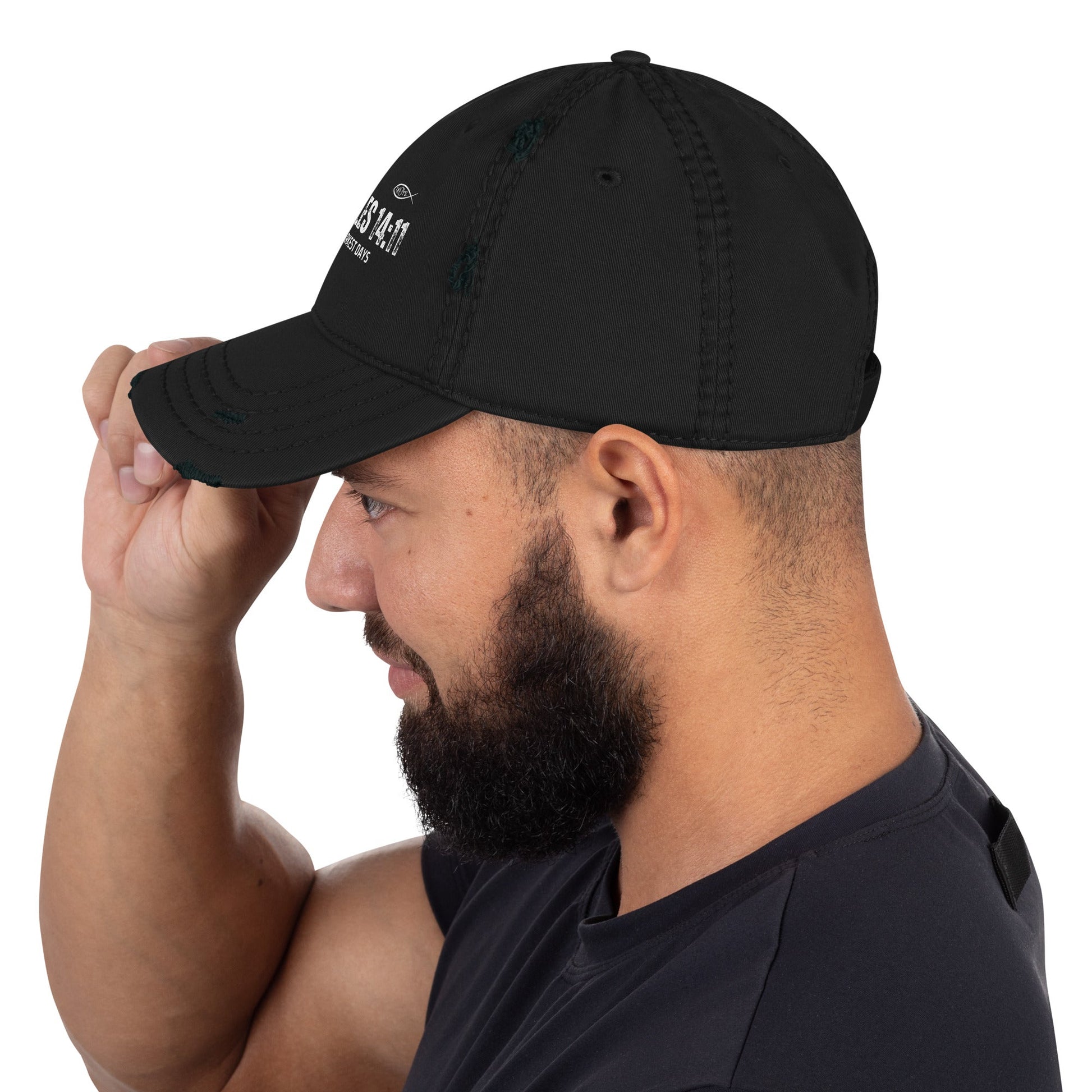 🧢 Trust Chronicles 14:11 “Even on the Darkest Days” Distressed Dad Hat – Faith - Inspired Streetwear | Hats – GodSpeed Threads