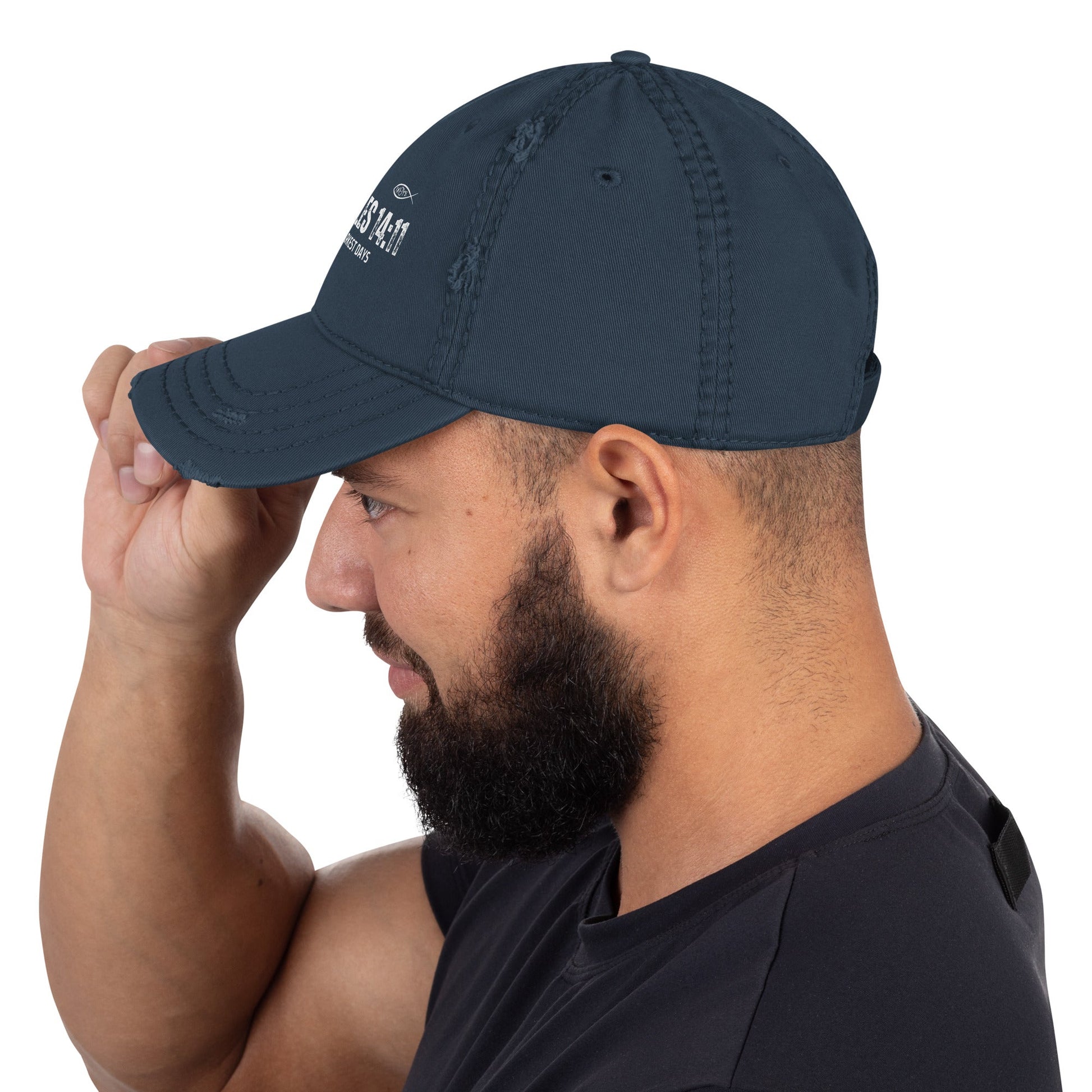 🧢 Trust Chronicles 14:11 “Even on the Darkest Days” Distressed Dad Hat – Faith - Inspired Streetwear | Hats – GodSpeed Threads