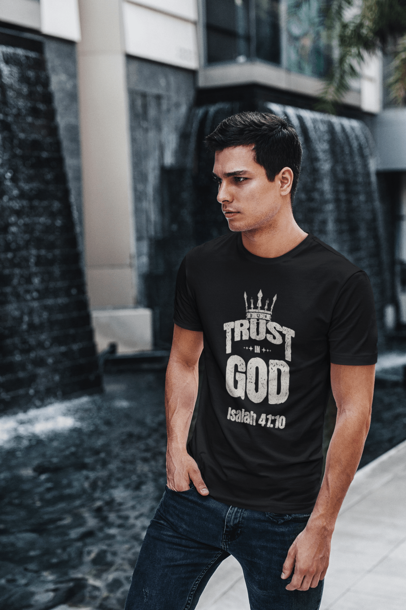Trust God Men's T-Shirt – Isaiah 41:10 Christian Apparel | T-Shirt – GodSpeed Threads