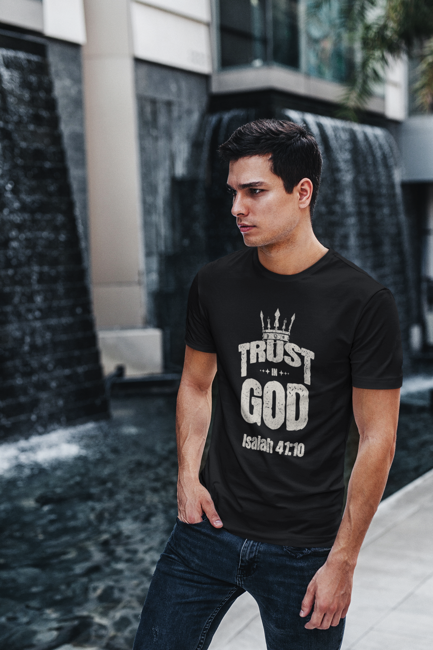 Trust God Men's T-Shirt – Isaiah 41:10 Christian Apparel
