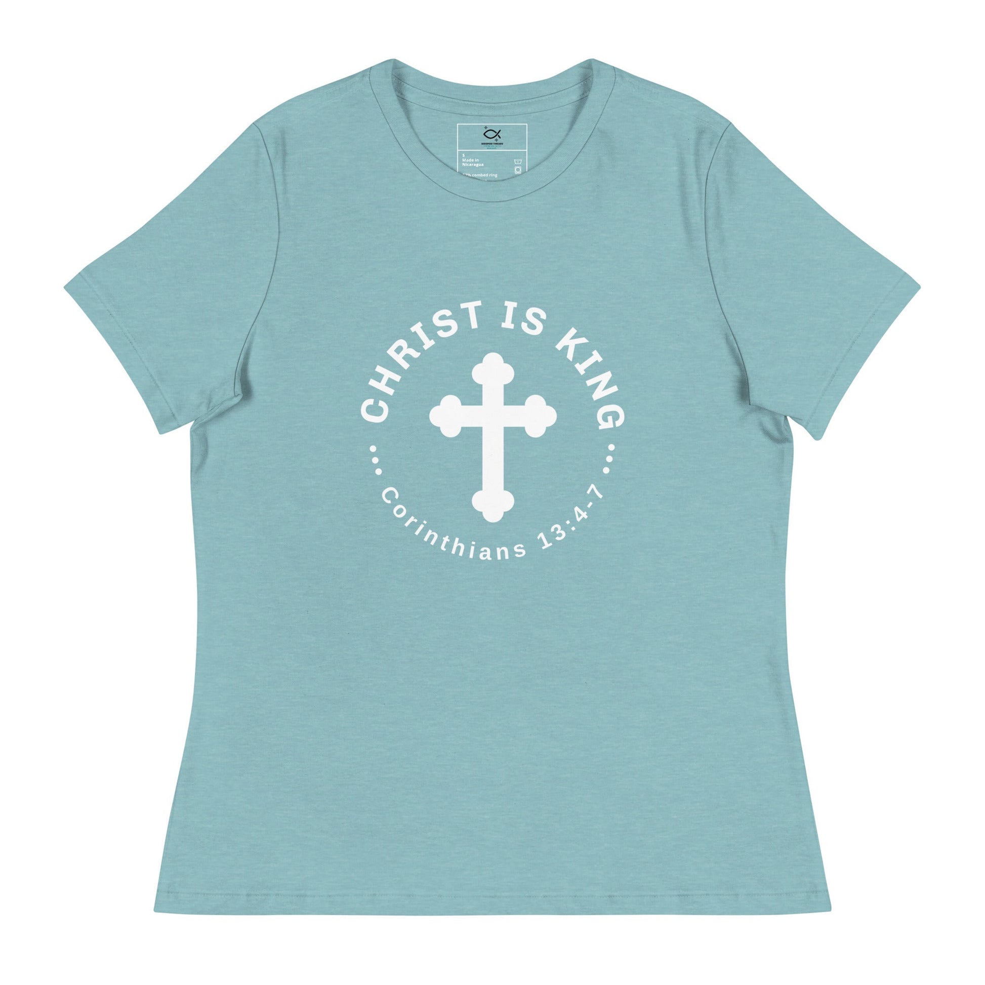 ⭐ Women’s “Christ Is King” Relaxed T-Shirt - Corinthians 13:4 - 7 Faith Tee - Women's | T-Shirts – GodSpeed Threads