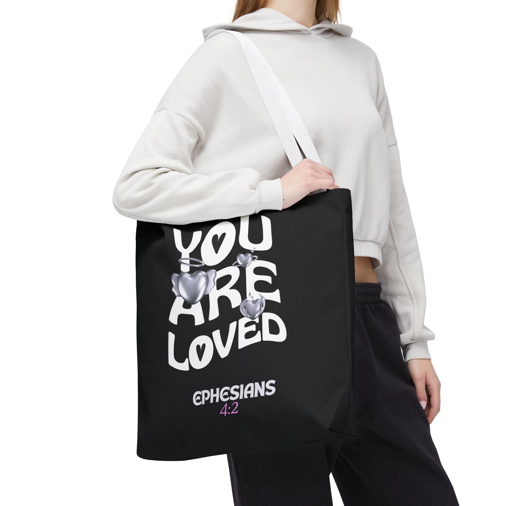 You Are Loved Inspirational Tote Bag | Christian Gift for Her | Scripture Tote | Everyday Carryall | Eco - Friendly Bag | Bags – GodSpeed Threads